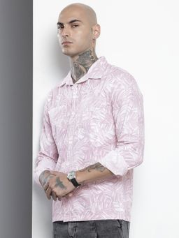 The Indian Garage Co - Men Regular Fit Printed Full Sleeves Cutaway Pink Casual Shirt