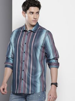 The Indian Garage Co - Men Regular Fit Striped Full Sleeves Cutaway Multi-Color Casual Shirt