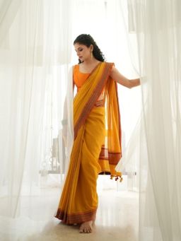 Five Point Five - Pratima Yellow Woven Saree with Unstitched Blouse