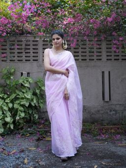 Five Point Five - Nalini Mauve Embroidered Saree with Unstitched Blouse