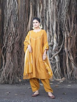 Five Point Five - Bhanu Mustard Kurta with Salwar Pant and Dupatta
