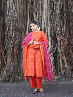 Five Point Five - Lalita Orange Kurta with Salwar Pant and Dupatta