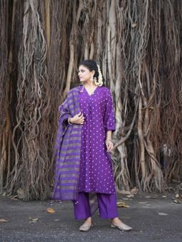 Five Point Five - Ragini Purple Kurta with Pant and Dupatta