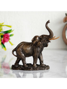 eCraftIndia - Elephant With Trunk Up Cold Cast Bronze Resin Decorative Figurine Showpiece