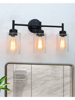 Homesake - Black Wall Sconce,Modern Bathroom Wall Light Fixtures 3 Light Bubble Glass