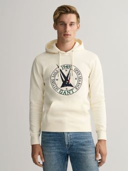 GANT - Men Cream Graphic Sail Hoodie Sweatshirt