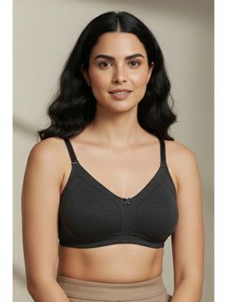Zivame - Rosaline Shrink Proof Soft Cotton Side Panel Lace Bra - Black