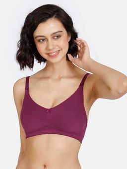 Zivame - Maternity Double Layered Non Wired 3/4th Coverage Maternity/ Nursing Bra - Beet Red