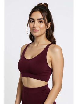 Zivame - Padded Non Wired Full Coverage T-Shirt Bra - Beet Red