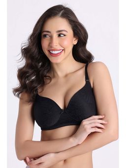 Zivame - Black Printed Regular Fit T-shirt Bra