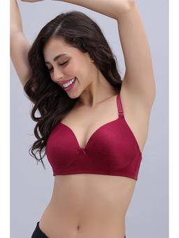 Zivame - Maroon Shimmering Secrets Padded Non Wired 3/4Th Coverage T-Shirt Bra