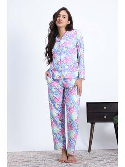 Zivame - Women Buttersoft Knit Poly Multi-Color Printed Shirt & Pyjama