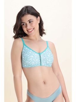 Zivame - Blue Floral Double Layered Non Wired 3/4Th Coverage Bra