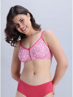 Zivame - Pink Floral Double Layered Non Wired 3/4Th Coverage Bra
