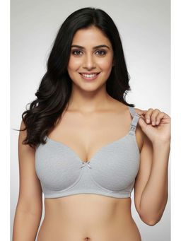 Zivame - Grey Melange Maternity Padded Non Wired 3-4Th Coverage Nursing Bra
