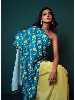 Suave by Neha Arora - Blue One Shoulder Kurta With Skirt (Set of 2)