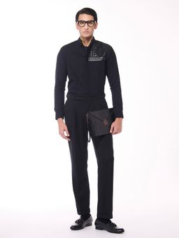 S&N by Shantnu Nikhil - Men's Black Viscose Blend Embroidered Shirt