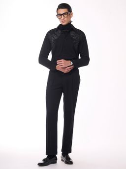 S&N by Shantnu Nikhil - Men's Black Viscose Blend Embroidered Shirt