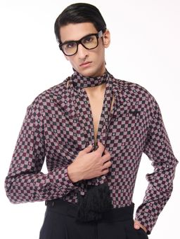 S&N by Shantnu Nikhil - Men's Black Silk Checks Shirt