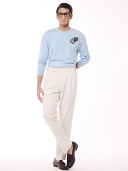 S&N by Shantnu Nikhil - Merino Wool Crested Blue Sweater