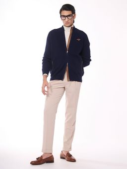 S&N by Shantnu Nikhil - Crested Cashmere Navy Blue Sweater