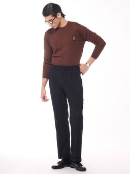 S&N by Shantnu Nikhil - Merino Wool Crested Brown Sweater