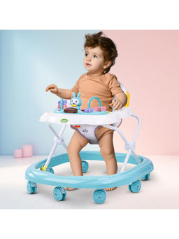 BAYBEE - Blue Bizzy Round Activity Walker with Adjustable Height and Musical Toy Bar