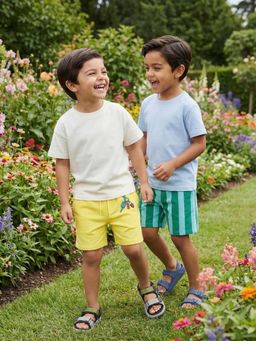 Nautinati - Boys Pure Cotton Graphic and Striped Print Lounge Shorts (Pack of 2)