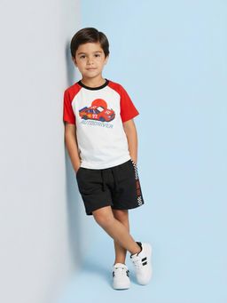 Nautinati - Boys Oversized Cotton Racing Car Print T-Shirt With Shorts
