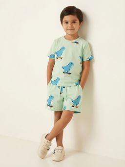 Nautinati - Boys Printed Regular Fit Round Neck Co-ord Set