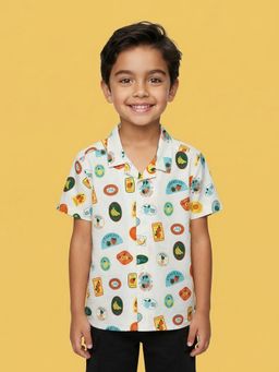 Nautinati - Boys Pure Cotton Tropical All Over Print Oversized Shirt