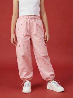 Nautinati - Girls Woven All Over Heart Print Relaxed Fit Parachute Joggers