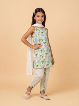 Nautinati - Girls Cotton Blend Festive Chintz Floral Kurti With Dhoti Pant