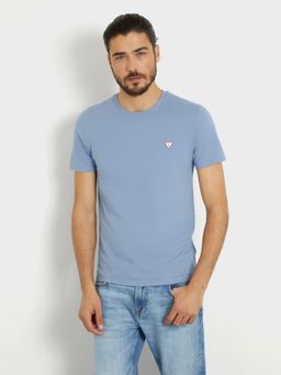 Guess - Men Blue Solid Round Neck T-Shirt