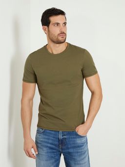 Guess - Men Olive Solid Round Neck T-Shirt