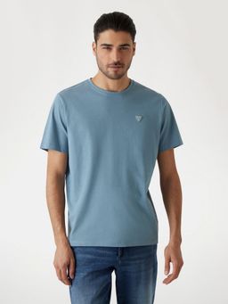 Guess - Men Blue Solid Round Neck T-Shirt