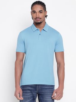 Guess - Men Blue Solid Polo T-Shirt