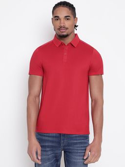 Guess - Men Red Solid Polo T-Shirt