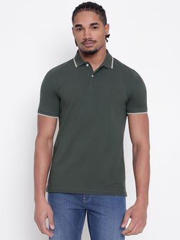 Guess - Men Olive Solid Polo T-Shirt