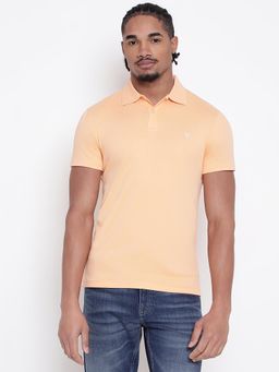 Guess - Men Peach Solid Polo T-Shirt