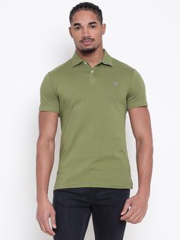 Guess - Men Olive Solid Polo T-Shirt