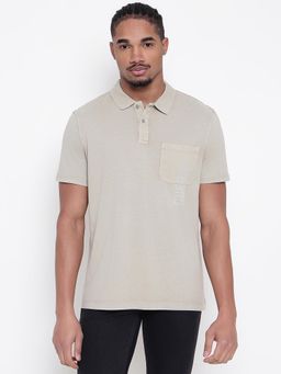 Guess - Men Grey Solid Polo T-Shirt