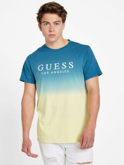 Guess - Men Multi-Color Ombre Round Neck T-Shirt