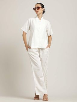 Saltpetre - Women White Organic Cotton V-Neck Co-Ord Set