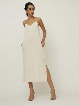 Saltpetre - Women Off White Straight Fit Slip Dress