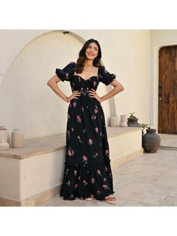 ORDINAREE - Crushed Rose Black Long Dress