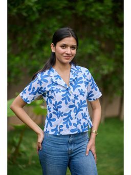 Posh Pants Club - Rumi Blue Printed Short Shirt