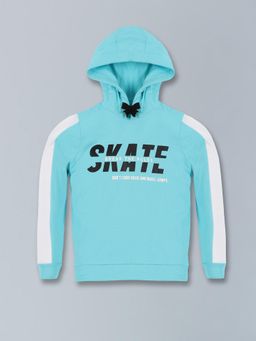 3PIN - Blue Typography Regular Fit Hoodie