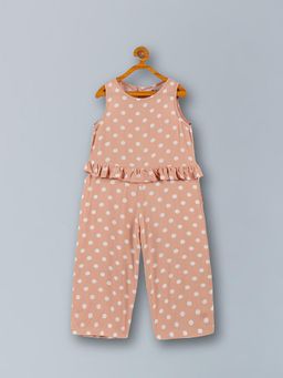 3PIN - Peach Polka Dots Regular Fit Jumpsuit