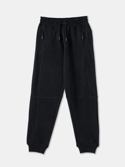 R&B - Black Solid Regular Fit Joggers